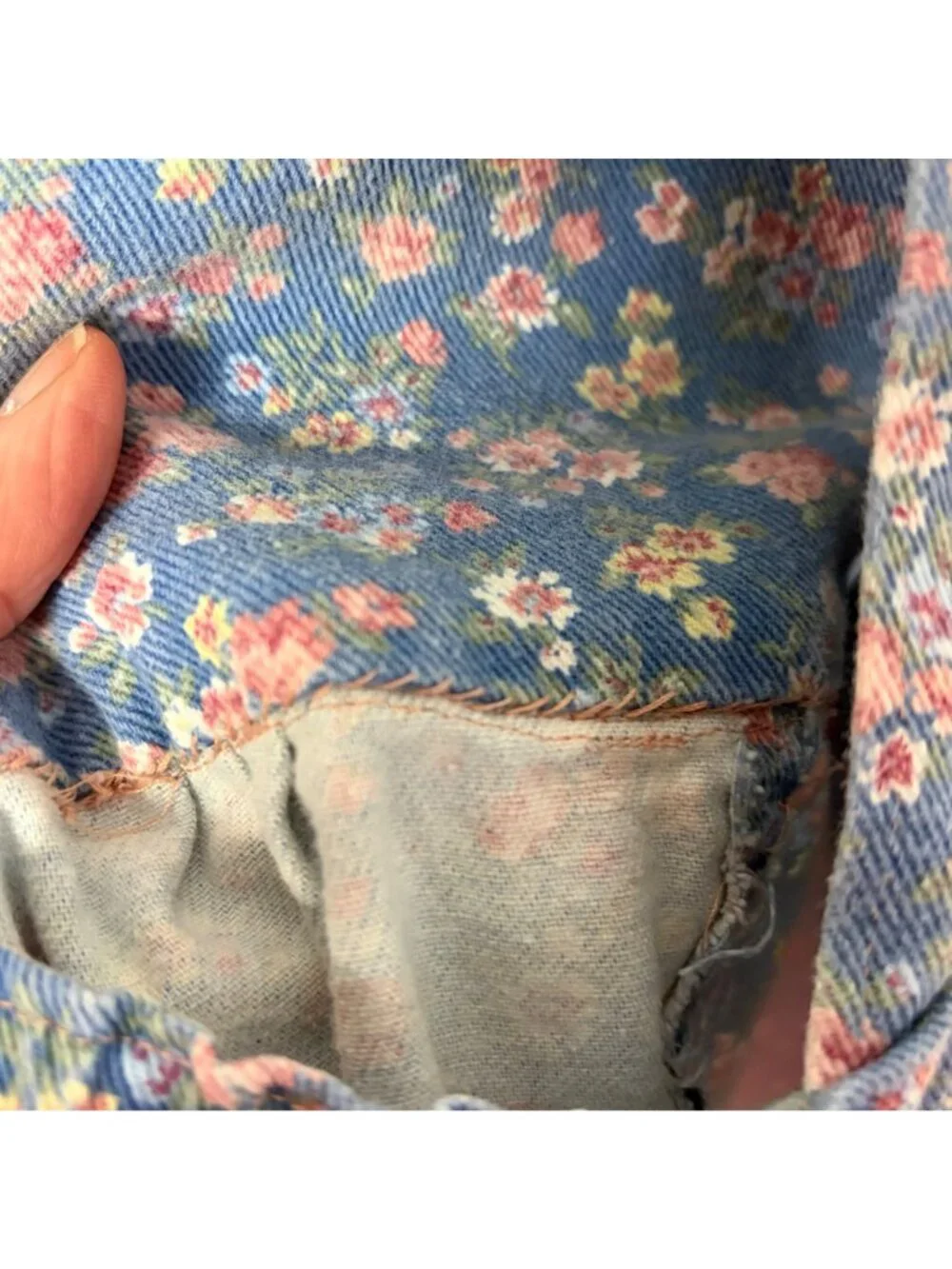 Vintage OshKosh Bgosh Floral Denim Girls Overall Dress 18M Blue Pink Altered